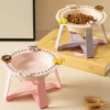 Cute Ceramic Pet Food Bowl with Stand