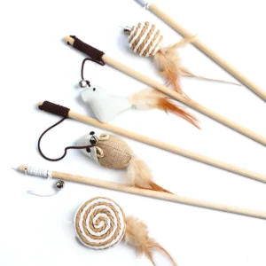 Colorful Feather Cat Teaser Wand Toy