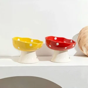 Ceramic Mushroom Cat Bowl