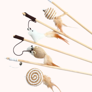 FeatherPounce Wooden Cat Teaser Wand