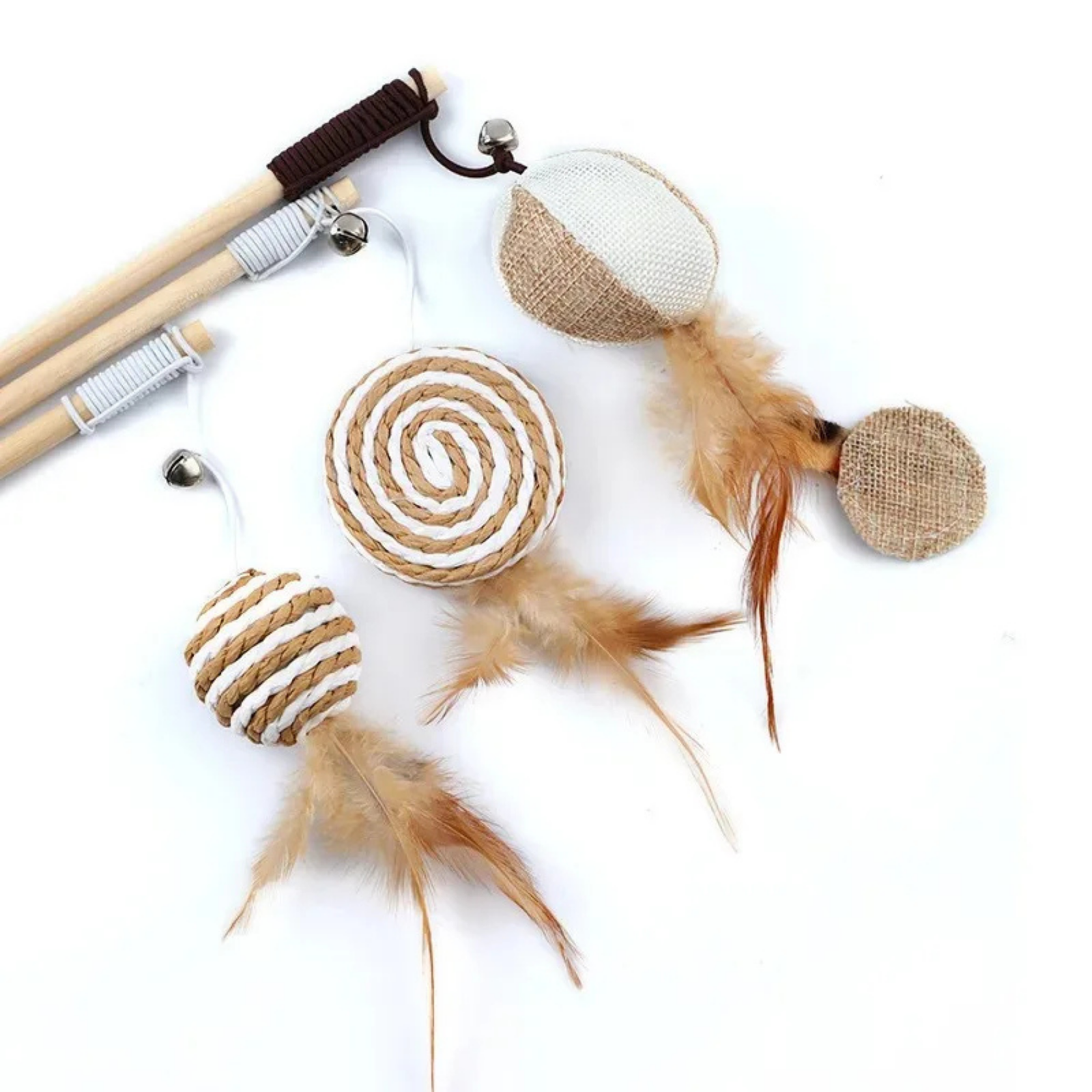 FeatherPounce Wooden Cat Teaser Wand - Image 2