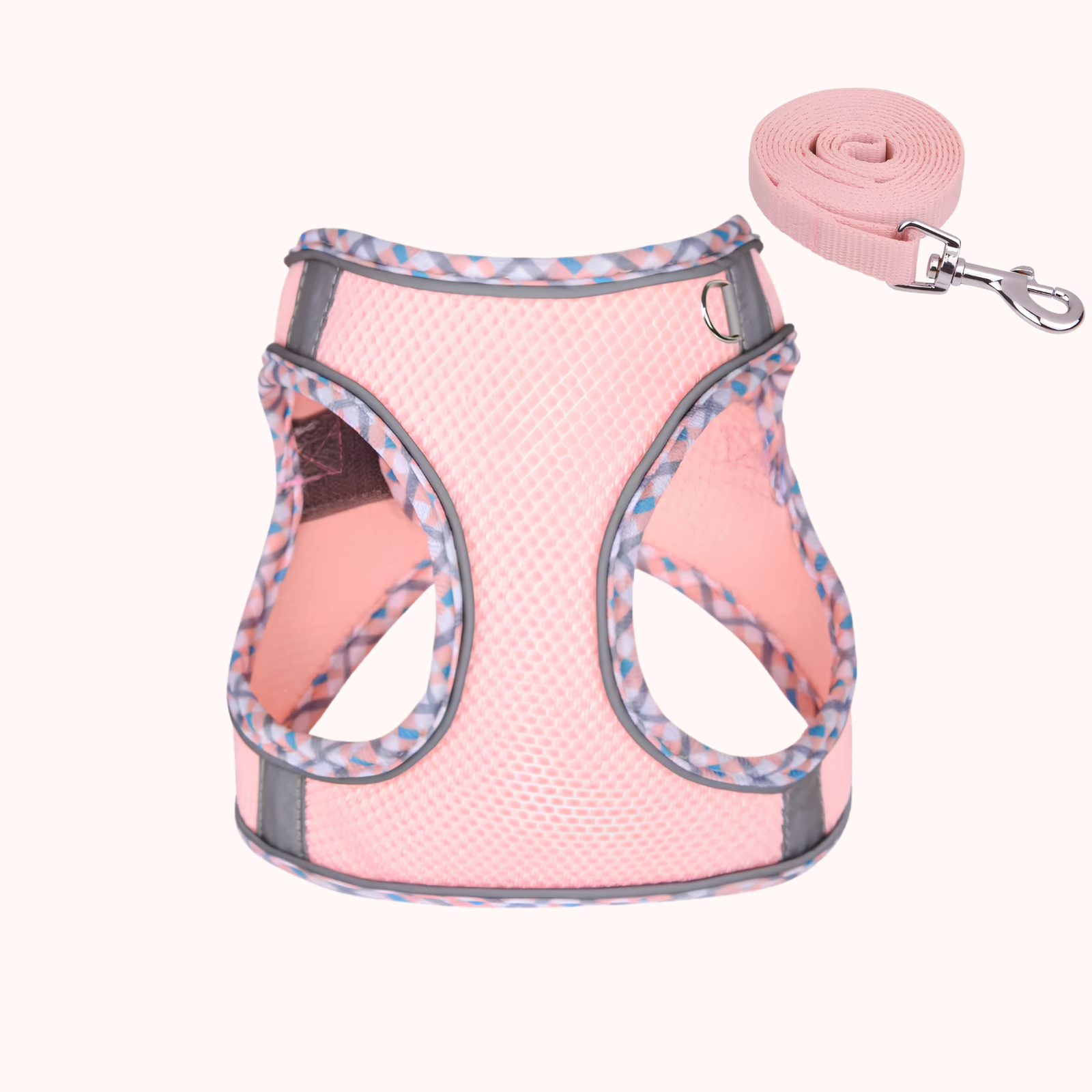 PastelPlaid Mesh Step-In Harness & Leash Set