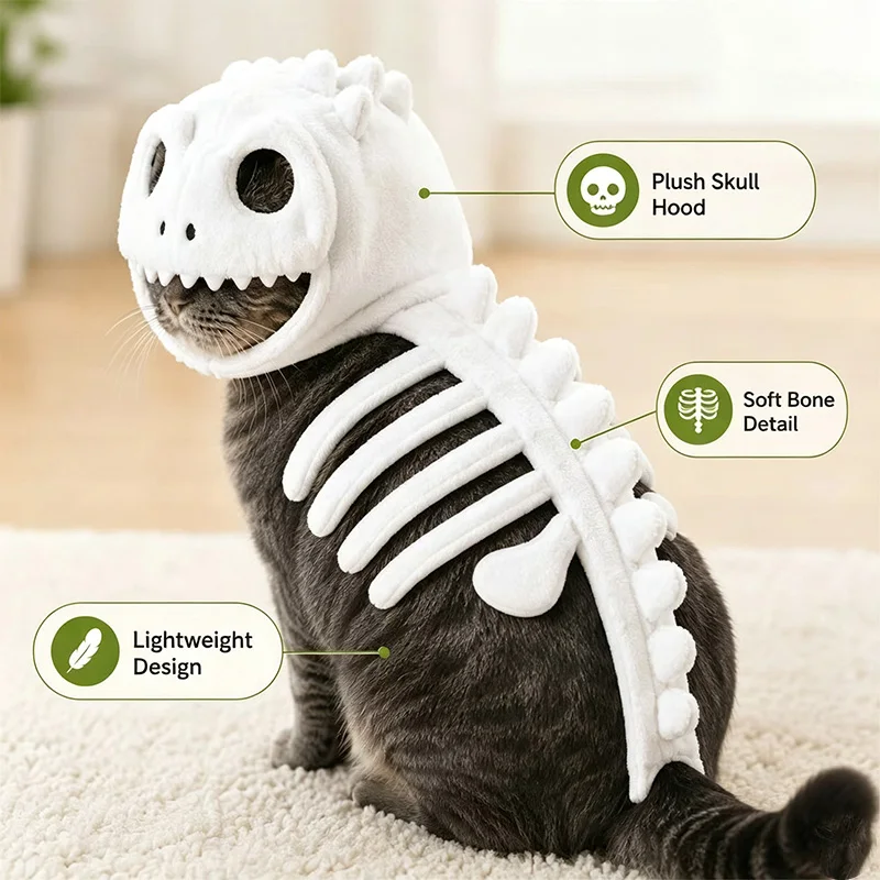 Glow-in-the-Dark Dinosaur Skeleton Pet Costume - Image 6